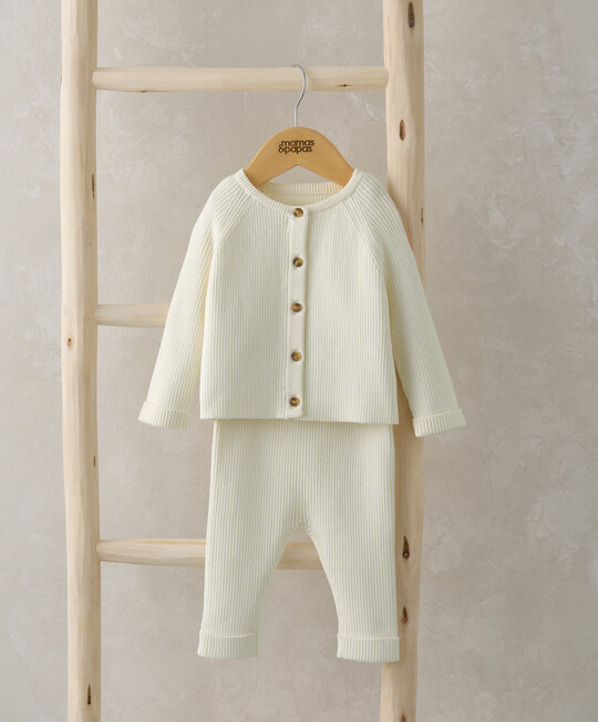 طقم كارديغان ولغينغز منسوج - بيج طقم كارديغان ولغينغز منسوج - بيج image number 1