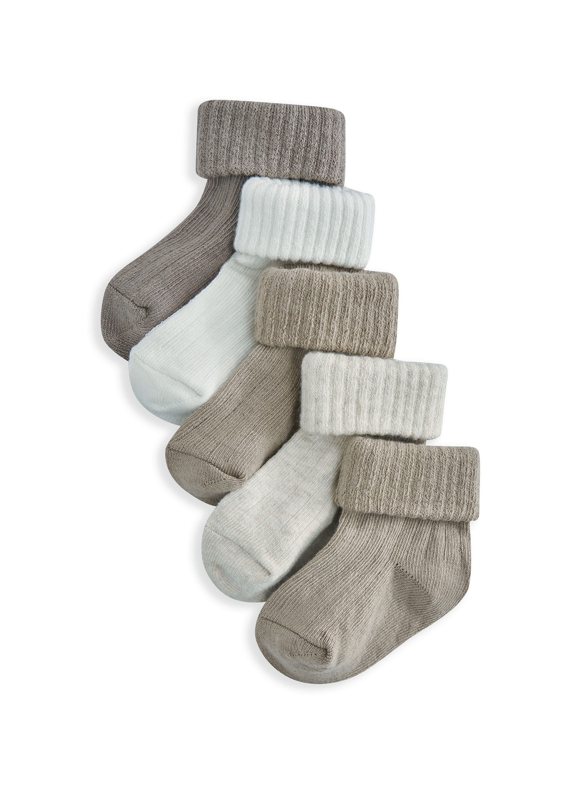 Sand Ribbed Socks (Pack of 5)  image number 1