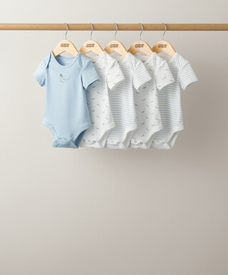 طقم لباس قطعة واحدة بطبعة حوت - 5 قطع طقم لباس قطعة واحدة بطبعة حوت - 5 قطع